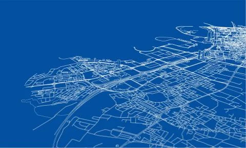 Outline city concept. Wire-frame style Stock Illustration