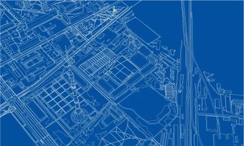 Outline city concept. Wire-frame style Stock Illustration