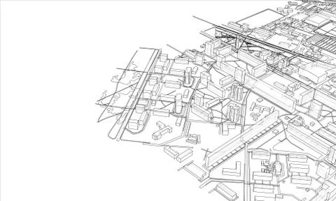 Outline city concept. Wire-frame style イラスト素材