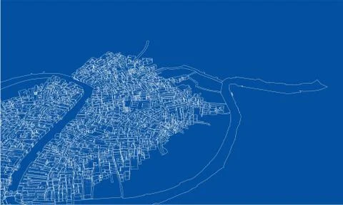 Outline city concept. Wire-frame style Stock Illustration