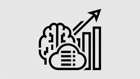 Outline Cloud Computing Growth Animation  Upward Arrow on Transparent Background Stock Footage 337653163