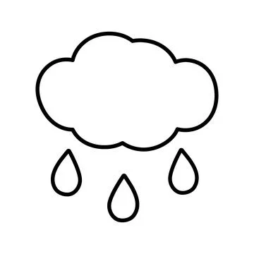 Outline cloud with drops Stylized linear icon in trendy minimalism. Rainy Stock Illustration