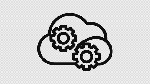 Outline Cloud Gear Animation with Path Reveal on Transparent Background Stock Footage 337652695