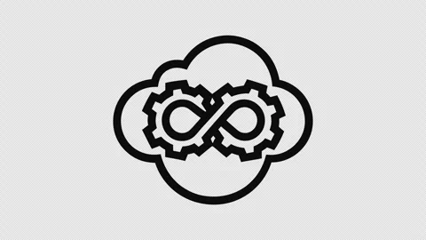 Outline Cloud Infinity Gear Animation with Path Reveal on Transparent Background Stock Footage 337652713