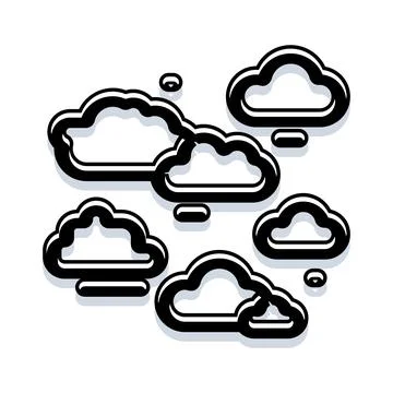 Outline clouds creating a minimalist weather forecast icon Stock Illustration