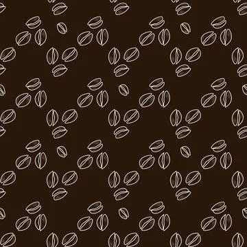 Outline Coffee beans seamless vector pattern. Coffee beans background 库存插图