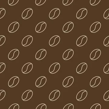 Outline coffee beans vector brown seamless pattern 库存插图