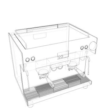 Outline coffee machine Illustrazione stock
