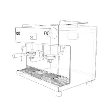 Outline coffee machine. Vector Illustrazione stock