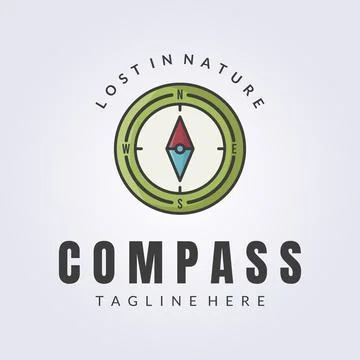 Outline color compass logo vector illustration design, lost in nature compa.. Stock Illustration