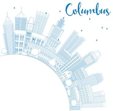 Outline Columbus Skyline with Blue Buildings and Copy Space. Stock Illustration