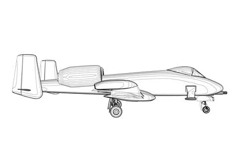 Outline Combat aircraft in isolate on a white background. Modern combat aircraft Stock Illustration