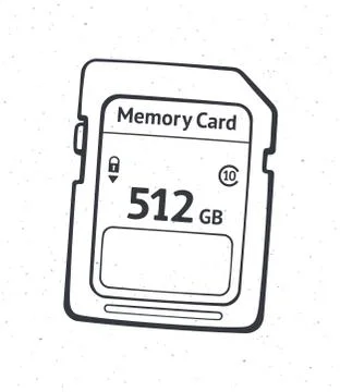 Outline of compact memory card. Vector illustration. Flash drive. Stock Illustration