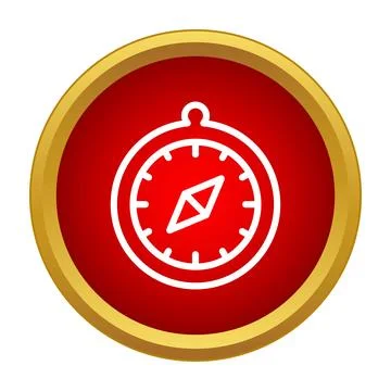 Outline compass icon on red circle background Illustrazione stock
