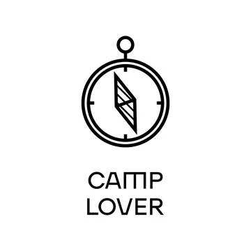 Outline compass logo with Camp Lover text on white surface Stock Illustration