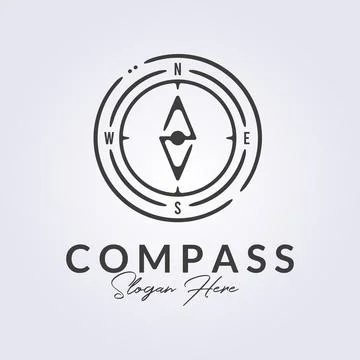 Outline compass logo vector illustration design, simple minimal compass lin.. Stock Illustration