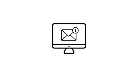 Outline computer message notification 2d animation Stock Footage 95551375