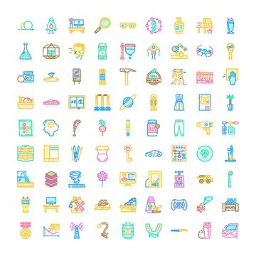 Outline concept icons collection with gradient fill Stock Illustration