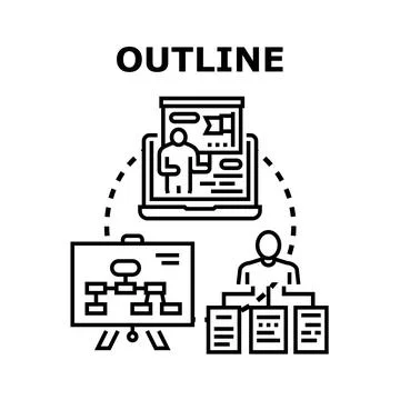 Outline concept planning process creating framework Stockillustratie