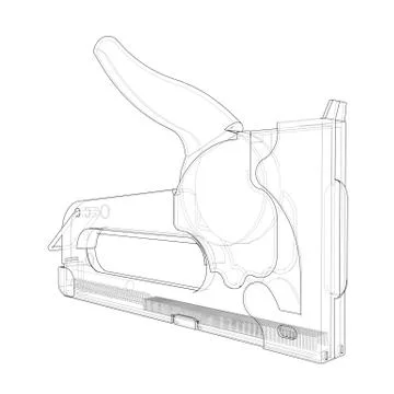 Outline construction stapler. Vector Illustrazione stock