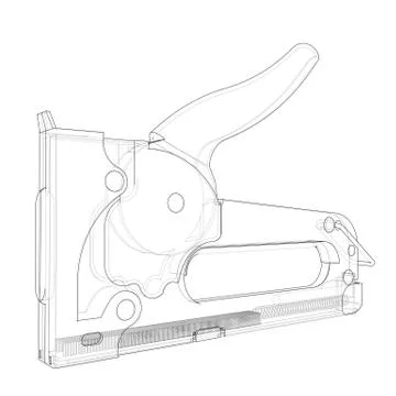 Outline construction stapler. Vector Illustrazione stock