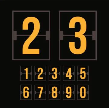 Outline countdown timer, white color flat mechanical scoreboard Stock Illustration