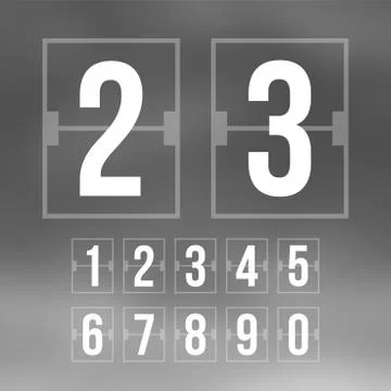 Outline countdown timer, white color flat mechanical scoreboard Stock Illustration