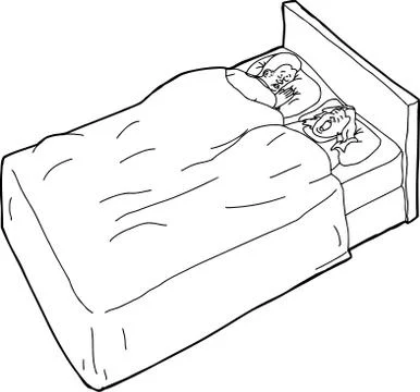 Outline of couple in bed Stock Illustration