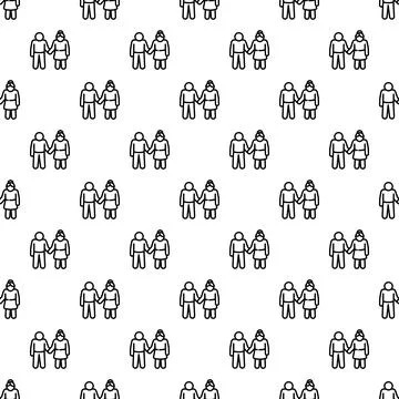 Outline couple icon pattern representing togetherness and partnership 库存插图