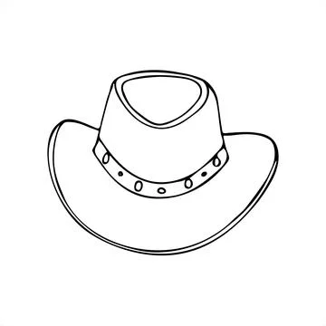 Outline Cowboy hat. Isolated vector illustration on white background. Stock Illustration