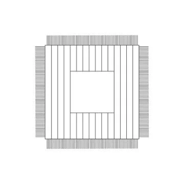 Outline CPU micro chip. Black vector icon Stock Illustration