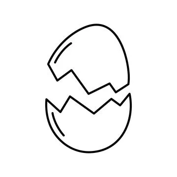 Outline Cracked Eggshell Minimalistic linear Icon Sticker Logo or Thematic cards Stock Illustration