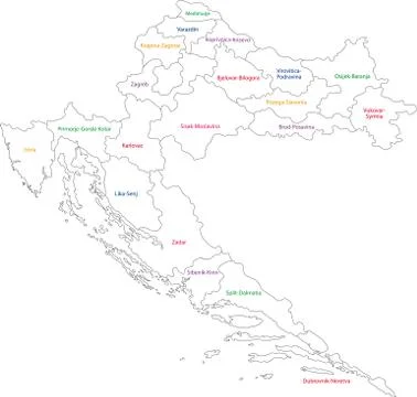 Outline Croatia map Stock Illustration