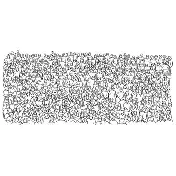 Outline crowd of people on stadium vector illustration sketch doodle hand dra Stock Illustration