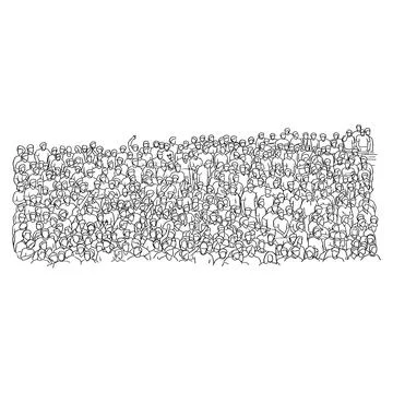 Outline crowd of people on stadium vector illustration sketch doodle hand dra Stock Illustration
