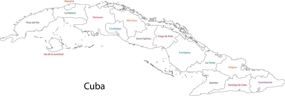Outline cuba map Stock Illustration
