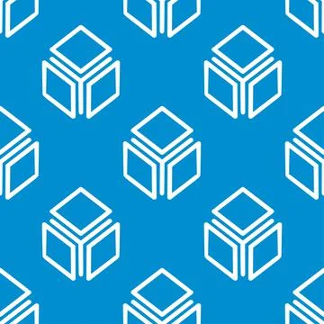 Outline cube seamless background print. repeat pattern background design イラスト素材