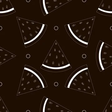 Outline Cute seamless vector pattern with watermelon slices Stock Illustration