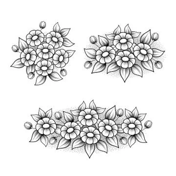 Outline daisy elements set Stock Illustration