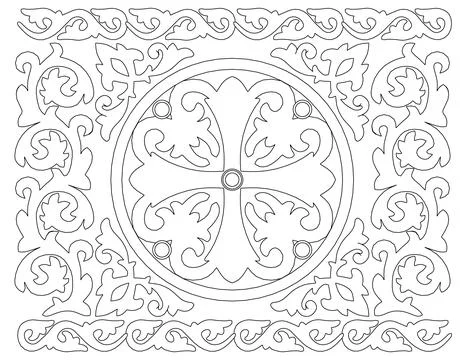 Outline of a decorative rectangular ornament from black lines isolated on a Illustrazione stock