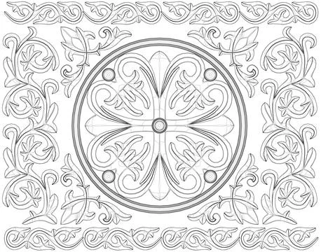 Outline of a decorative rectangular ornament from black lines isolated on a Stock Illustration