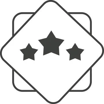 Outline diamond shape badge with three stars Stock Illustration
