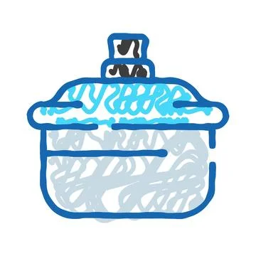 Outline doodle drawing kitchen pot with lid Stock Illustration