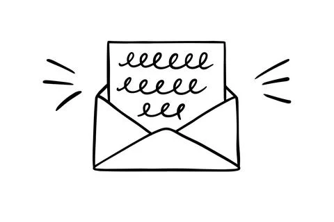 Outline doodle hand drawn Envelope icons letter. icon template. Mailing label Stock Illustration