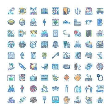 Outline doodle icons set different concepts themes Stock Illustration