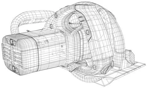 Outline drawing of Circle saw. Vector rendering of 3d. The layers of visible and Ilustración de archivo