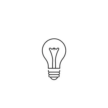 Outline Drawing Of A Classic Light Bulb Icon Stock Illustration