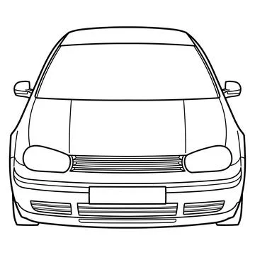 Outline drawing of a hatchback car from side view. Illustrazione stock