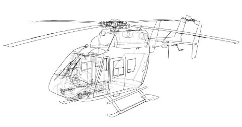 Outline drawing of helicopter Stock Illustration