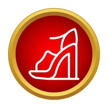 Outline drawing high heel wedge platform shoe icon Stock Illustration